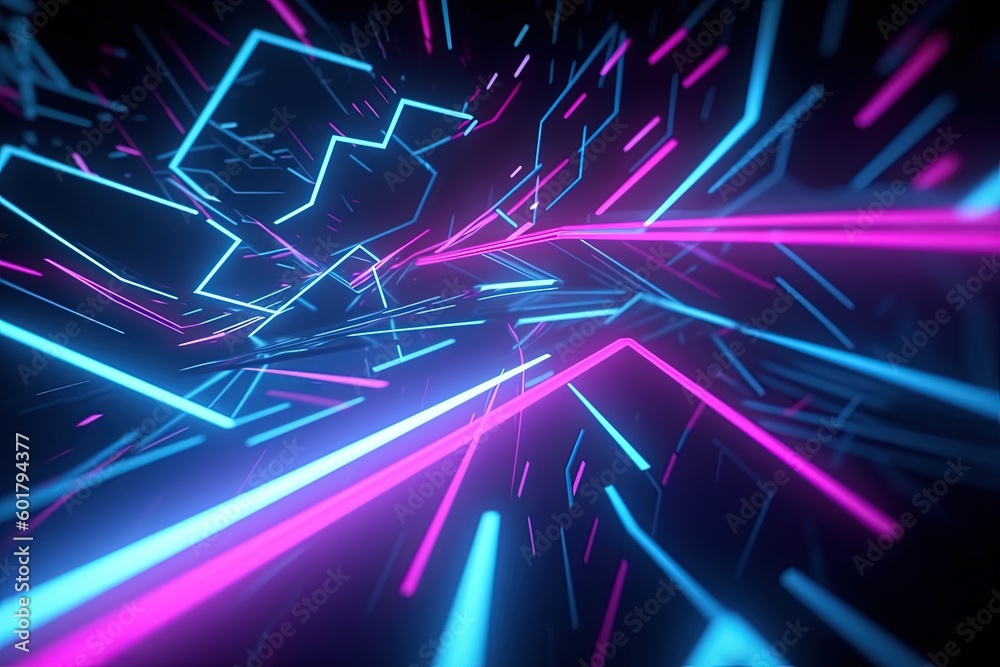 abstract futuristic background with pink blue glowing neon moving high speed wave lines and bokeh lights. Data transfer concept Fantastic wallpaper, Ai Generative abstract futuristic background with pink blue glowing neon moving high speed wave lines and bokeh lights. Data transfer concept Fantastic wallpaper, Ai Generative