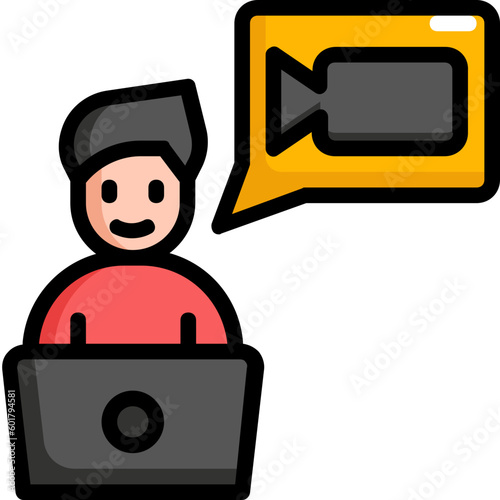video calling Color line icon