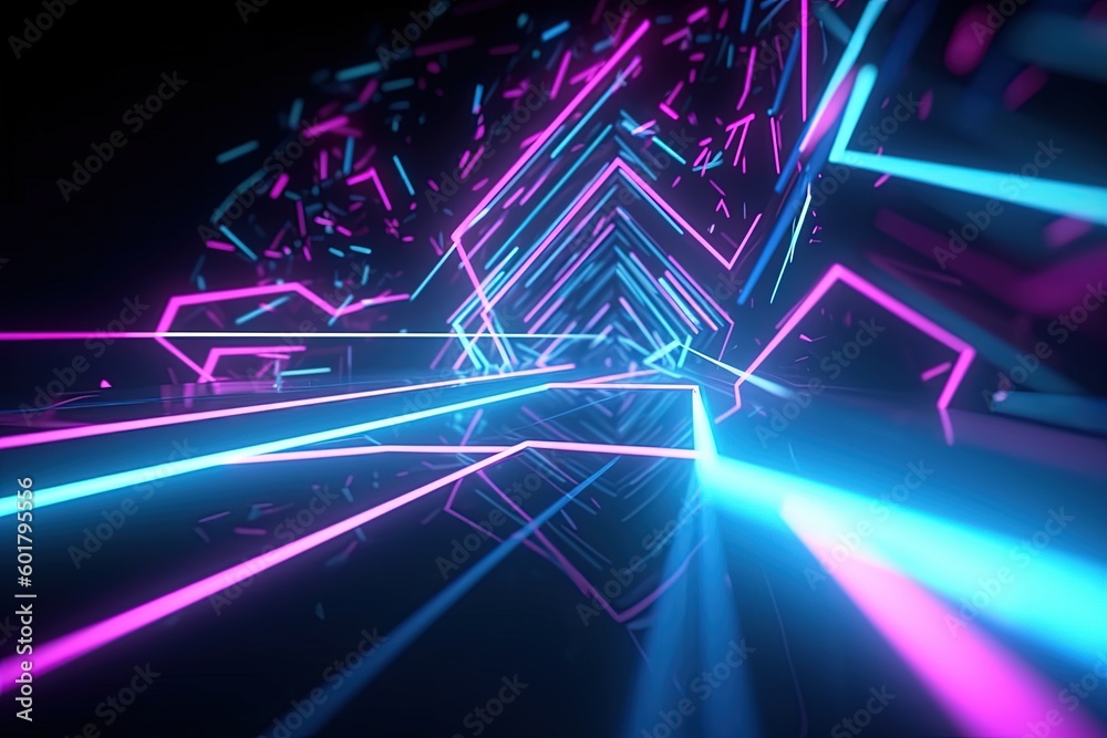 abstract futuristic background with pink blue glowing neon moving high speed wave lines and bokeh lights. Data transfer concept Fantastic wallpaper, Ai Generative