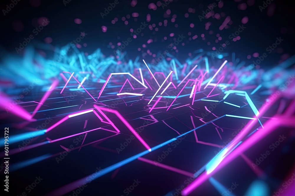 abstract futuristic background with pink blue glowing neon moving high speed wave lines and bokeh lights. Data transfer concept Fantastic wallpaper, Ai Generative