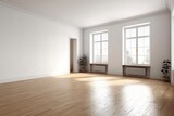 Empty Living Room with Pristine White Wall Awaiting Decoration generative AI