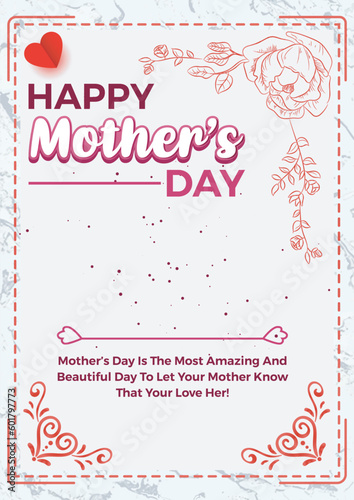 Happy Mother's Day Gift Card Template Design Vactor.