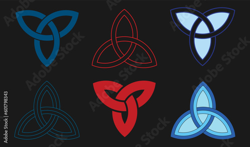 set of blue and white Triquetra