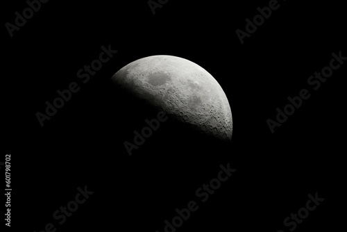 moon design from visible with a little light in outer space, moon in outer space