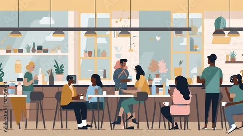 Coffee Shop Illustration for a Tech Company