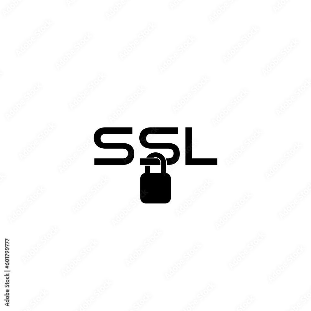SSL connection status. Padlock icon isolated on white background SSL connection status. Padlock icon isolated on white background