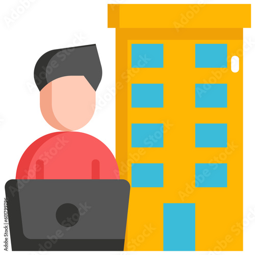 hotel digital nomad flat icon