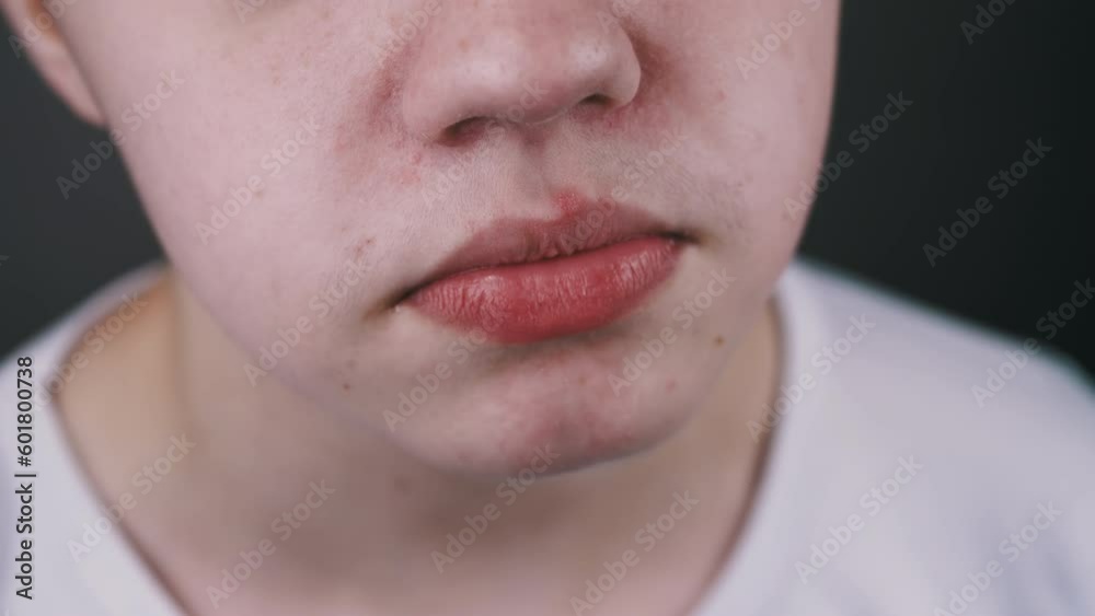 Close up, Child Chews Chewing Gum, then Stretch it Out of Mouth with