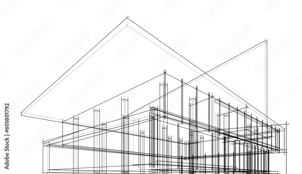 Architecture building 3d drawing vector illustration Architecture building 3d drawing vector illustration