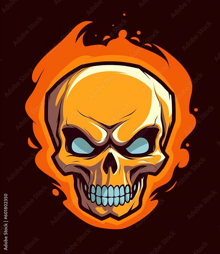 Fototapeta premium Burning skull head illustrations