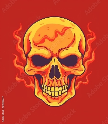 Burning skull head illustrations