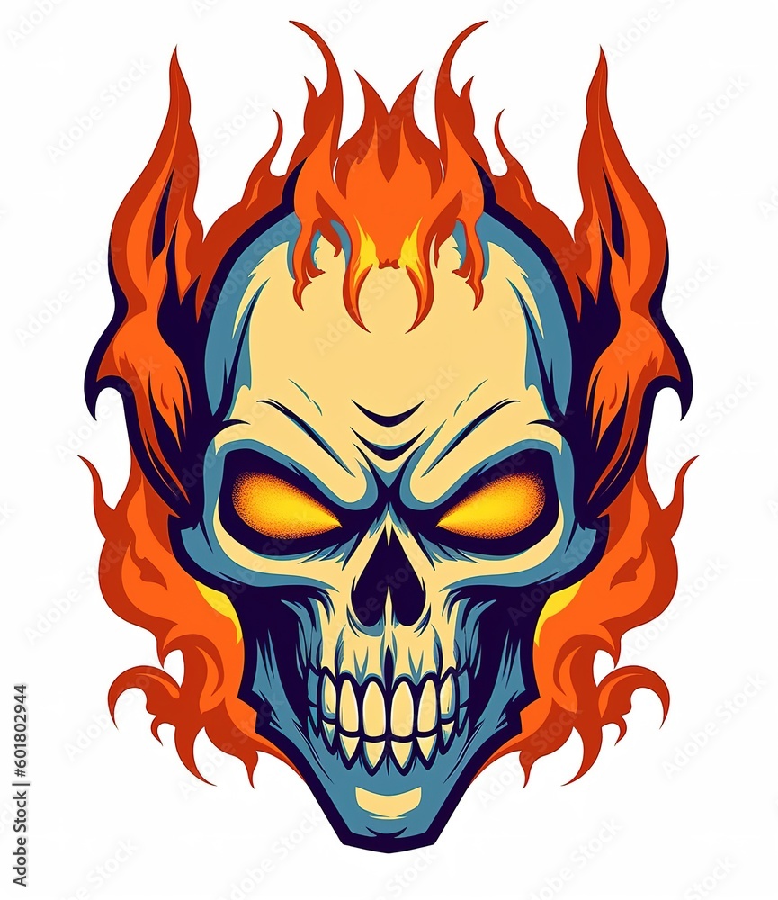Burning skull head illustrations Burning skull head illustrations