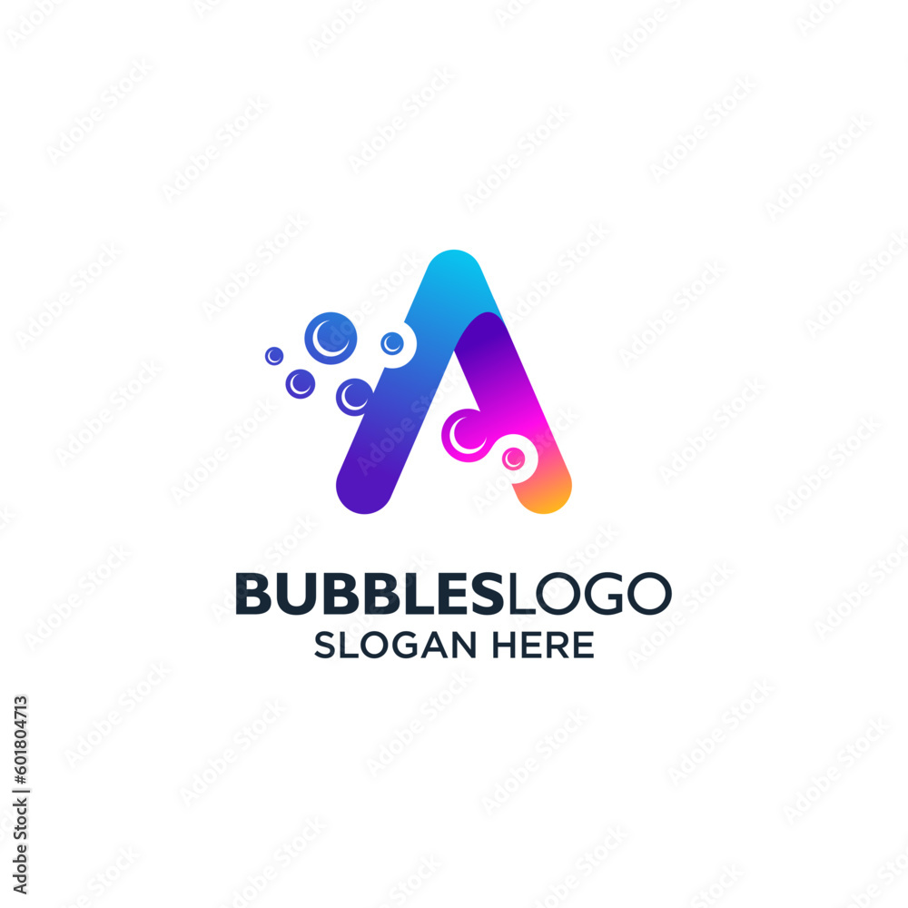 colorful letter A for bubbles logo design Stock Vector | Adobe Stock