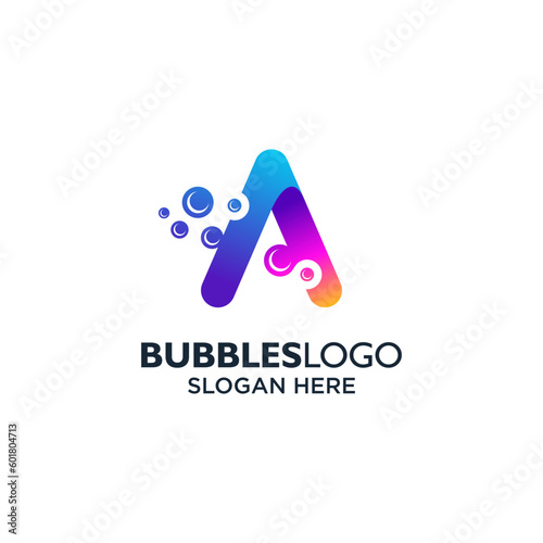 colorful letter A for bubbles logo design	