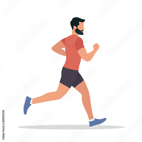 Running man. Sport, healthy lifestyle, weight loss. Vector illustration in flat style. isolated on white background. © Bemart