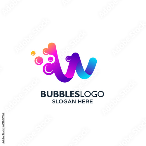 colorful letter W for bubbles logo design	
