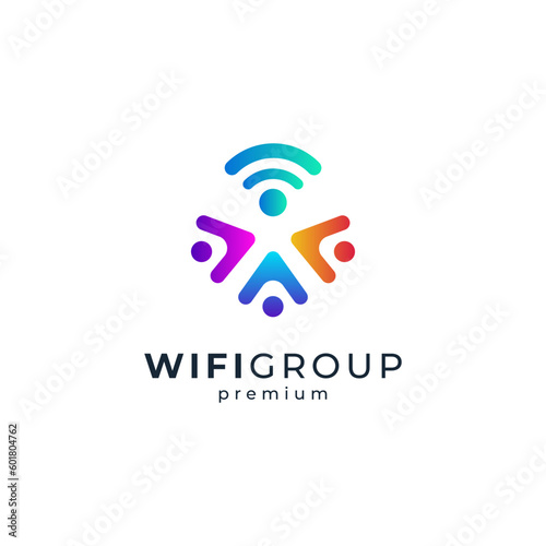 wifi and people for connection and internet logo design