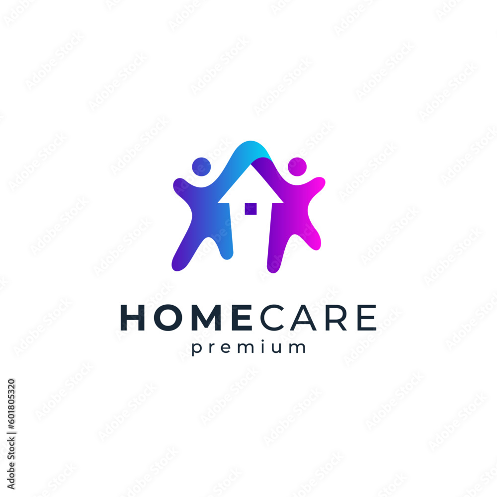 couple and home for real estate or orphanage logo design