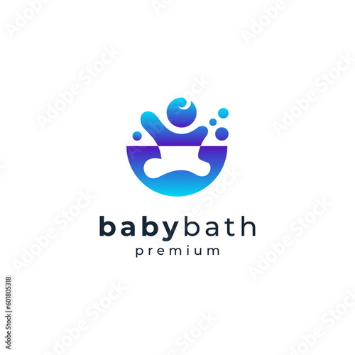 playful baby and bath logo design