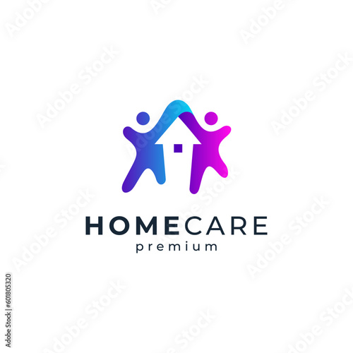 couple and home for real estate or orphanage logo design