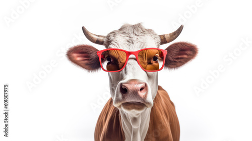 Spec-tacular Bovine: A Cow Rocking Stylish Glasses. Generative AI