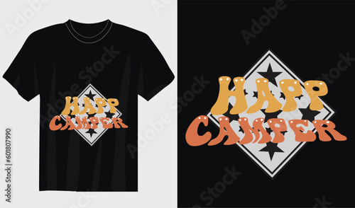 happ camper redtro wavy t-shirt and tedtro wavy design