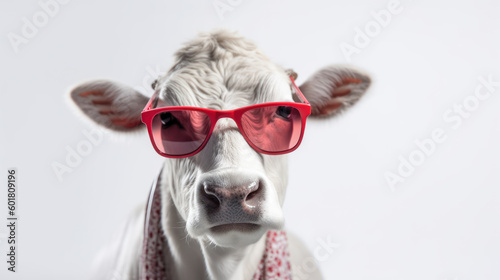 Moo-chic: A Trendsetting Cow with Glasses. Generative AI