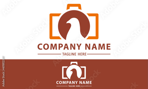 Brown Color Camera Beautiful Bird Logo Design