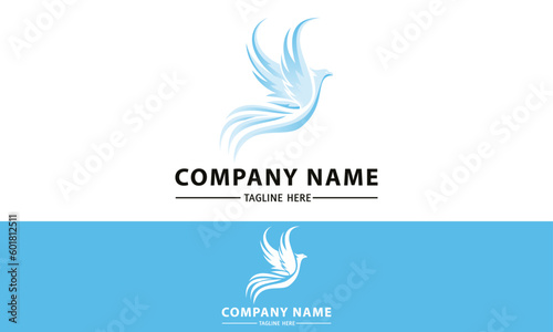 Fototapeta Naklejka Na Ścianę i Meble -  Blue Color Phoenix Bird with Spread Wing Logo Design