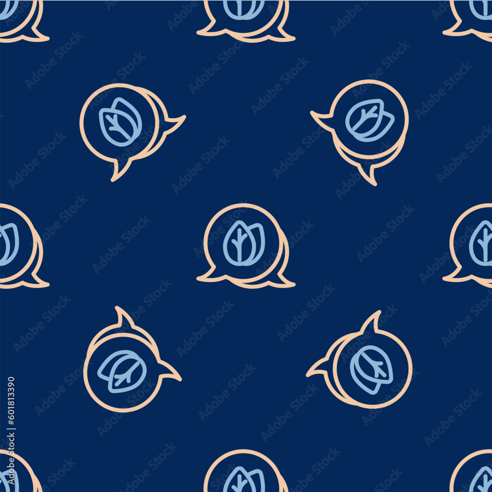 Line Leaf icon isolated seamless pattern on blue background. Leaves sign. Fresh natural product symbol. Vector Line Leaf icon isolated seamless pattern on blue background. Leaves sign. Fresh natural product symbol. Vector