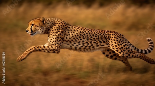 Nature's Speedster: Cheetah in Full Stride. Generative ai