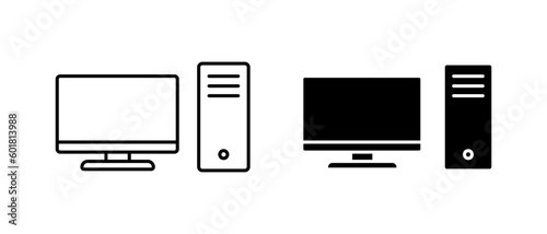 Video game pc vector icon set. Electronic devices symbol. Game computer logo