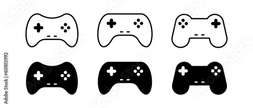 Video game console vector icon set. Gaming controller symbol. GamePad logo