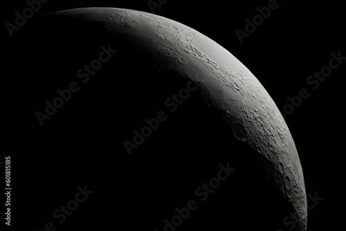 3d design of moon in space with little light, moon in space