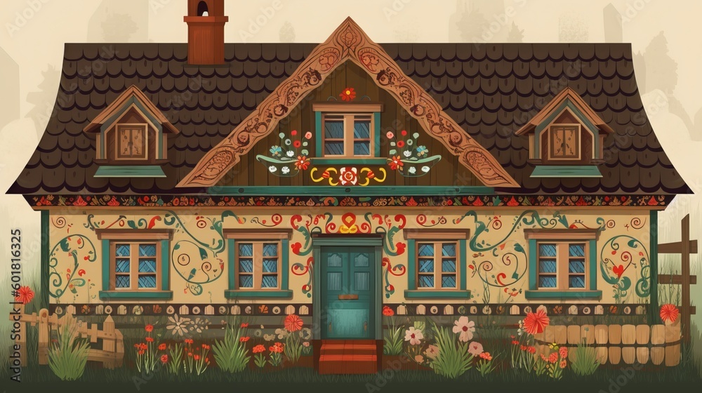 A House in Folk Art Style