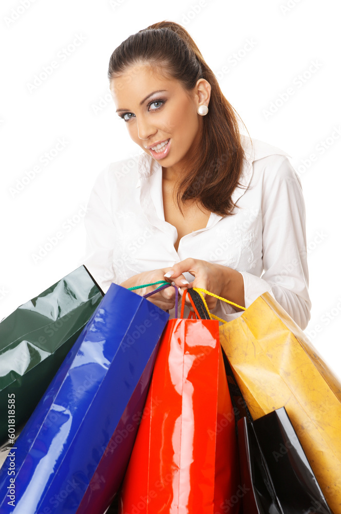 Young Attractive woman with paper shopping bags Young Attractive woman with paper shopping bags