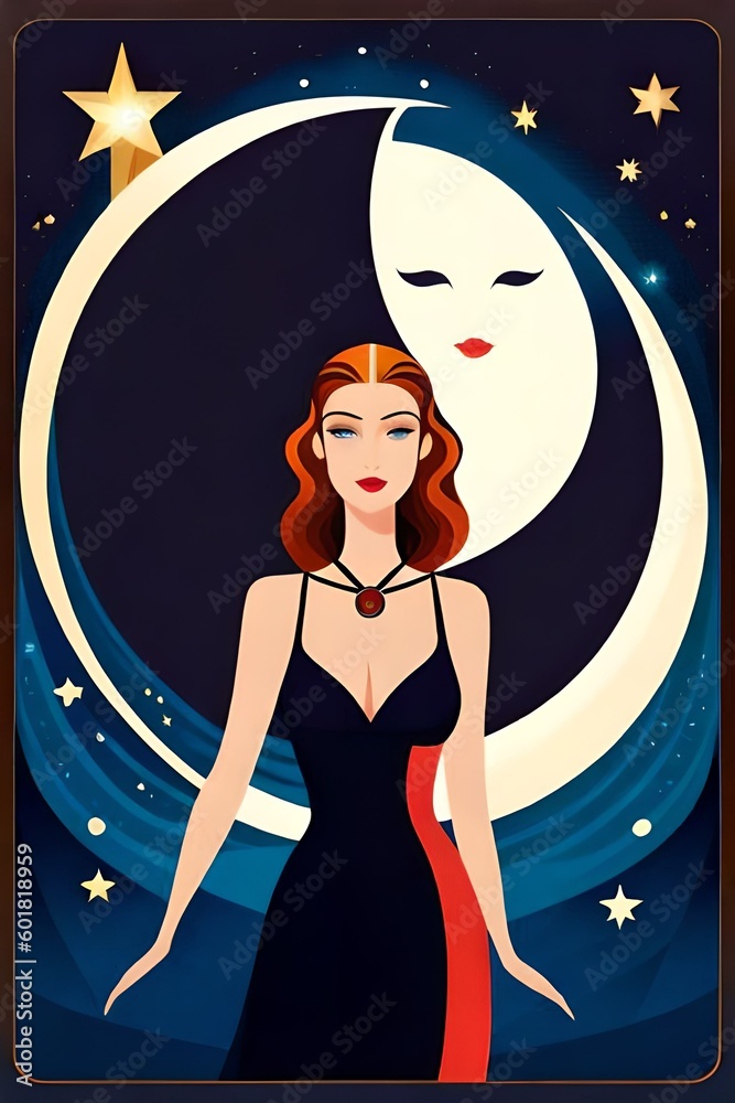 Art deco fashion Graphic silhouette of a Beautiful woman illustration generative ai Art deco fashion Graphic silhouette of a Beautiful woman illustration generative ai