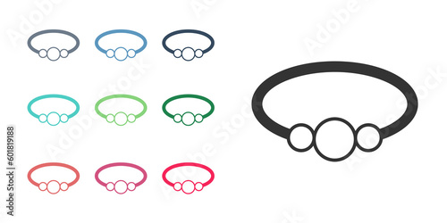 Black Bracelet jewelry icon isolated on white background. Bangle sign. Set icons colorful. Vector