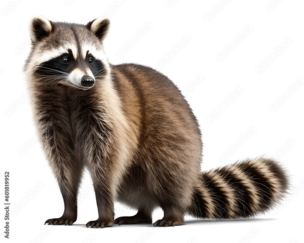 Racoon, isolated background. Generative Ai.