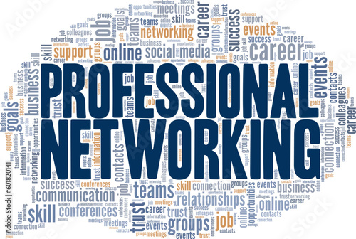 Professional Networking word cloud conceptual design isolated on white background.
