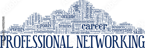 Professional Networking word cloud conceptual design isolated on white background.