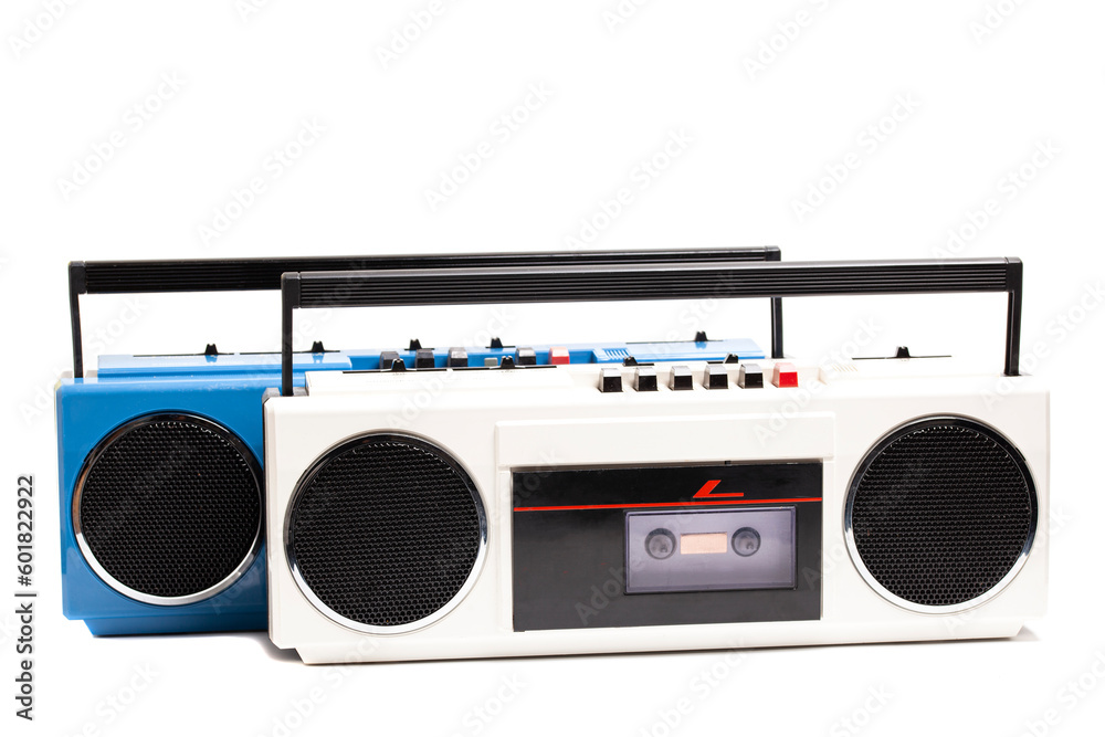 Obraz premium Two retro portable stereo cassette recorders