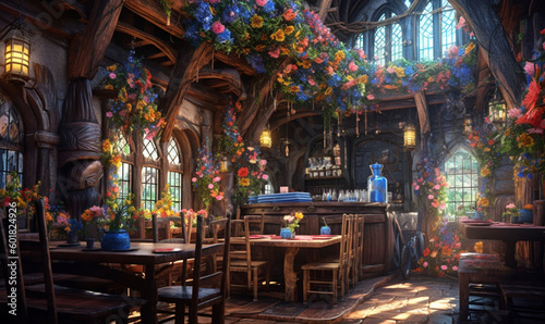 gem  tliche  stimmungsvolle mittelalterliche Fantasy-Taverne. generative KI