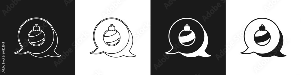 Set Christmas ball icon isolated on black and white background. Merry Christmas and Happy New Year. Vector Set Christmas ball icon isolated on black and white background. Merry Christmas and Happy New Year. Vector