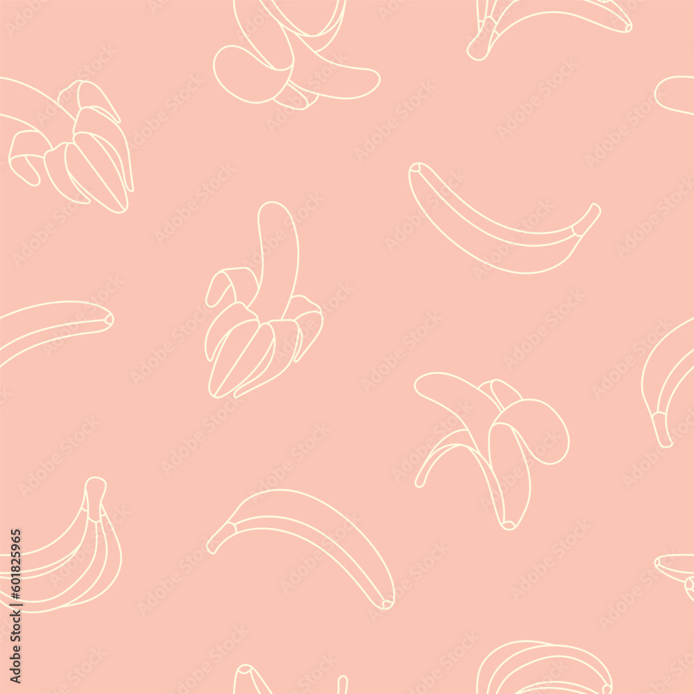 Cute Simple Yellow Outlined Bananas on Pink Background Surface Design Textiles Seamless Repeat Pattern Design Eps 10 Vector Cute Simple Yellow Outlined Bananas on Pink Background Surface Design Textiles Seamless Repeat Pattern Design Eps 10 Vector