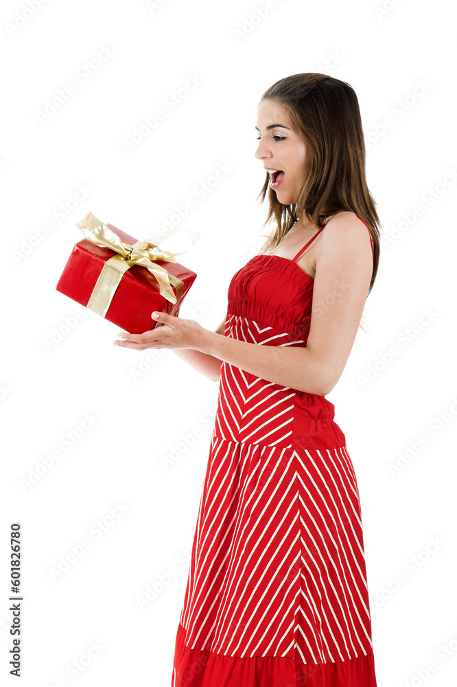 Beautiful young woman holding a gift on his hands Beautiful young woman holding a gift on his hands