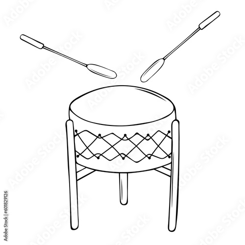 Pow Wow Drum traditional American Indian drum vector illustration