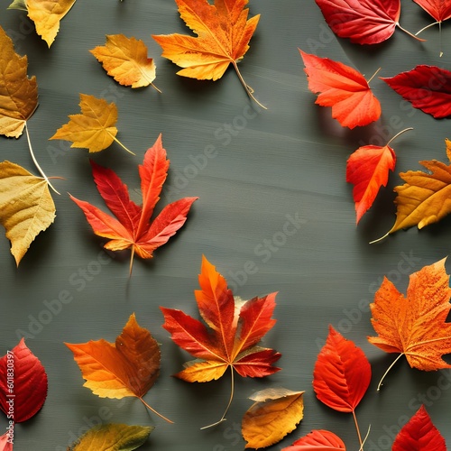 81 Autumn Leaves: A warm and cozy background featuring autumn leaves in rich and vibrant colors that create a nostalgic and comforting atmosphere5, Generative AI