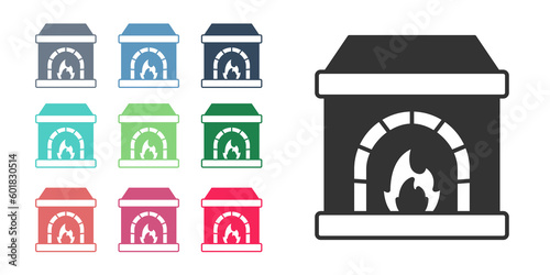 Black Blacksmith oven icon isolated on white background. Set icons colorful. Vector
