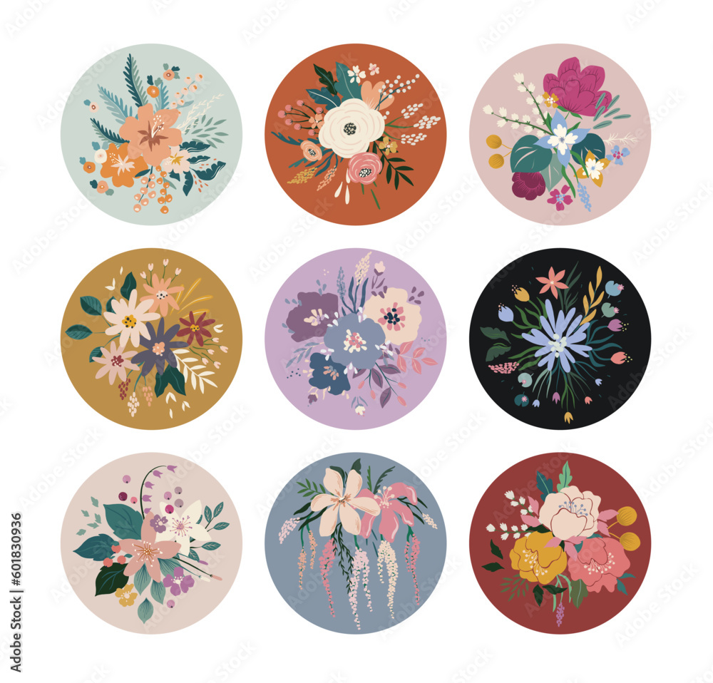 tiny bloom meadow flowers elements branches berry vector tiny bloom meadow flowers elements branches berry vector